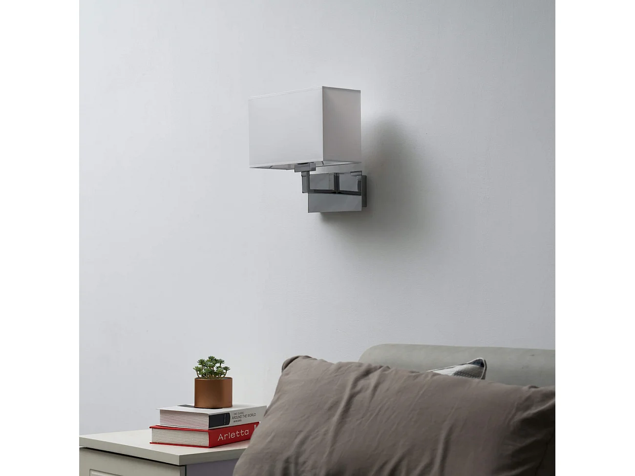 Applique tête de lit métal et abat-jour blanc - Erdal