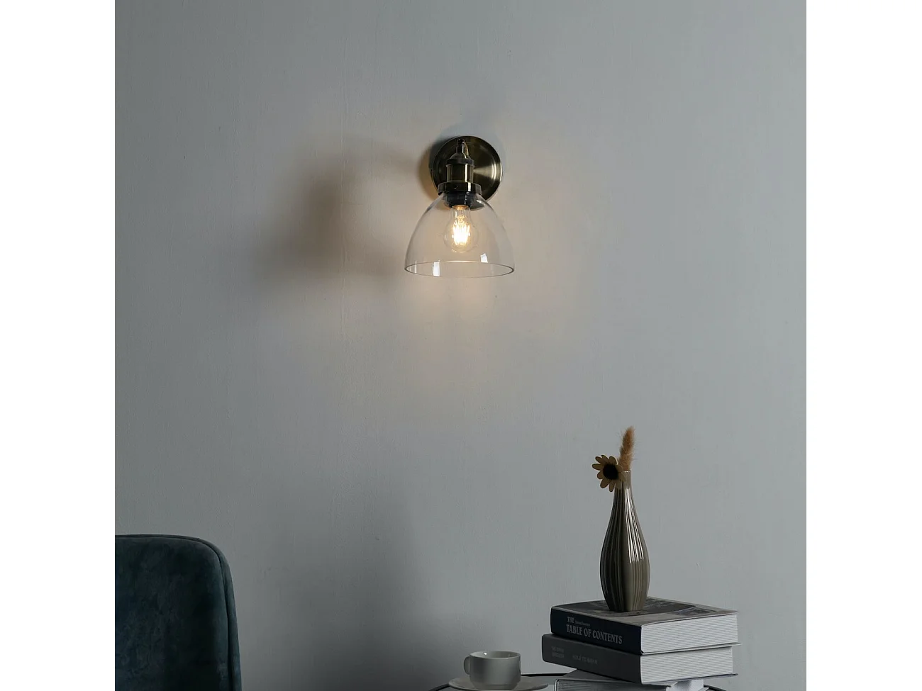 Applique vintage en verre et laiton - Flavia