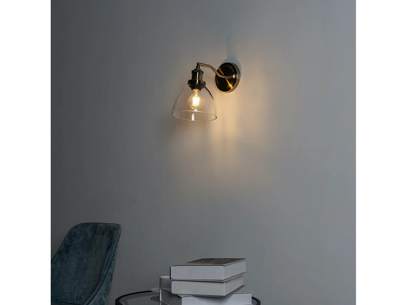 Applique vintage en verre et laiton - Flavia