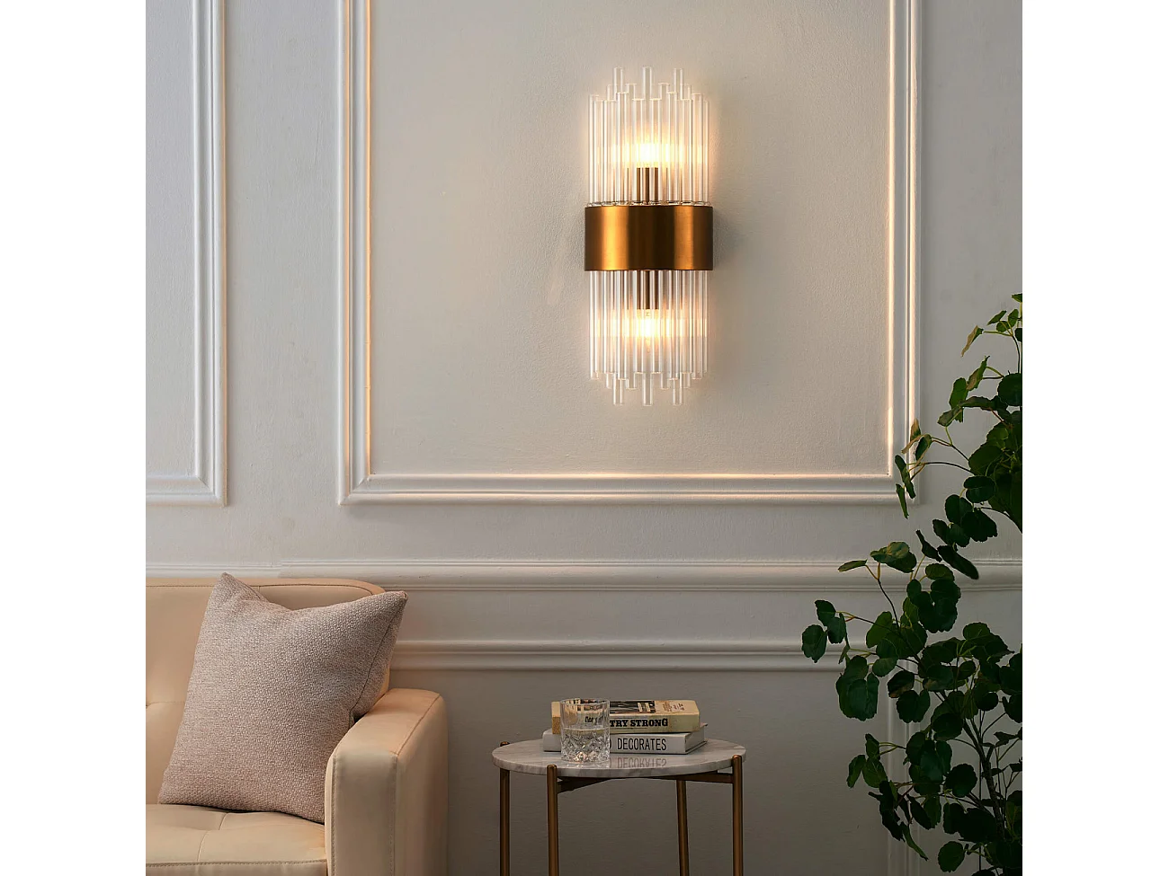 Applique art déco verre métal doré - Almeria