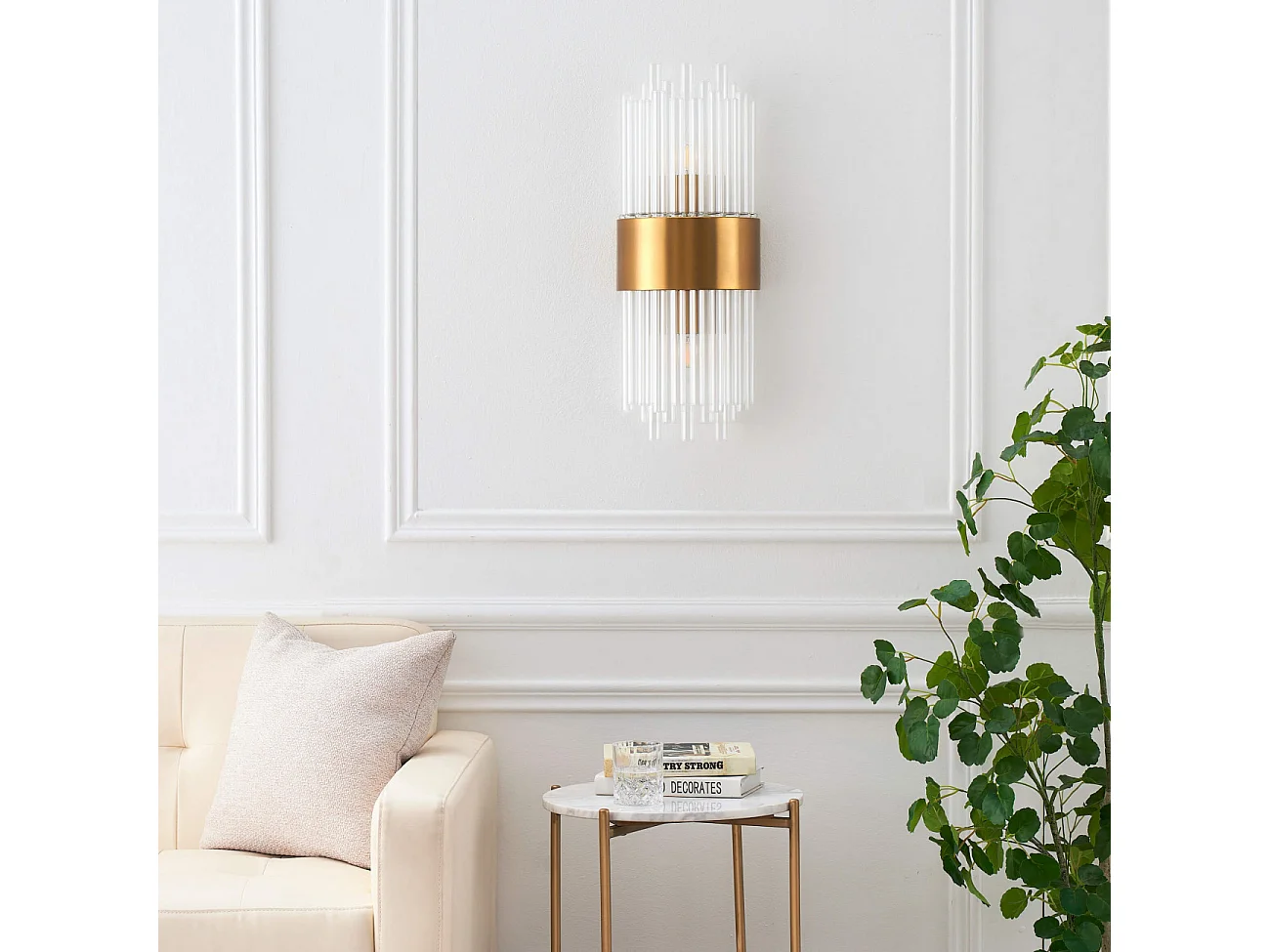 Applique art déco verre métal doré - Almeria