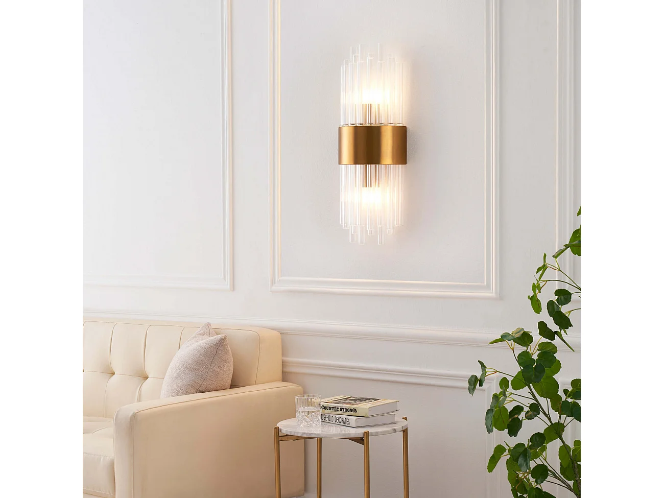 Applique art déco verre métal doré - Almeria