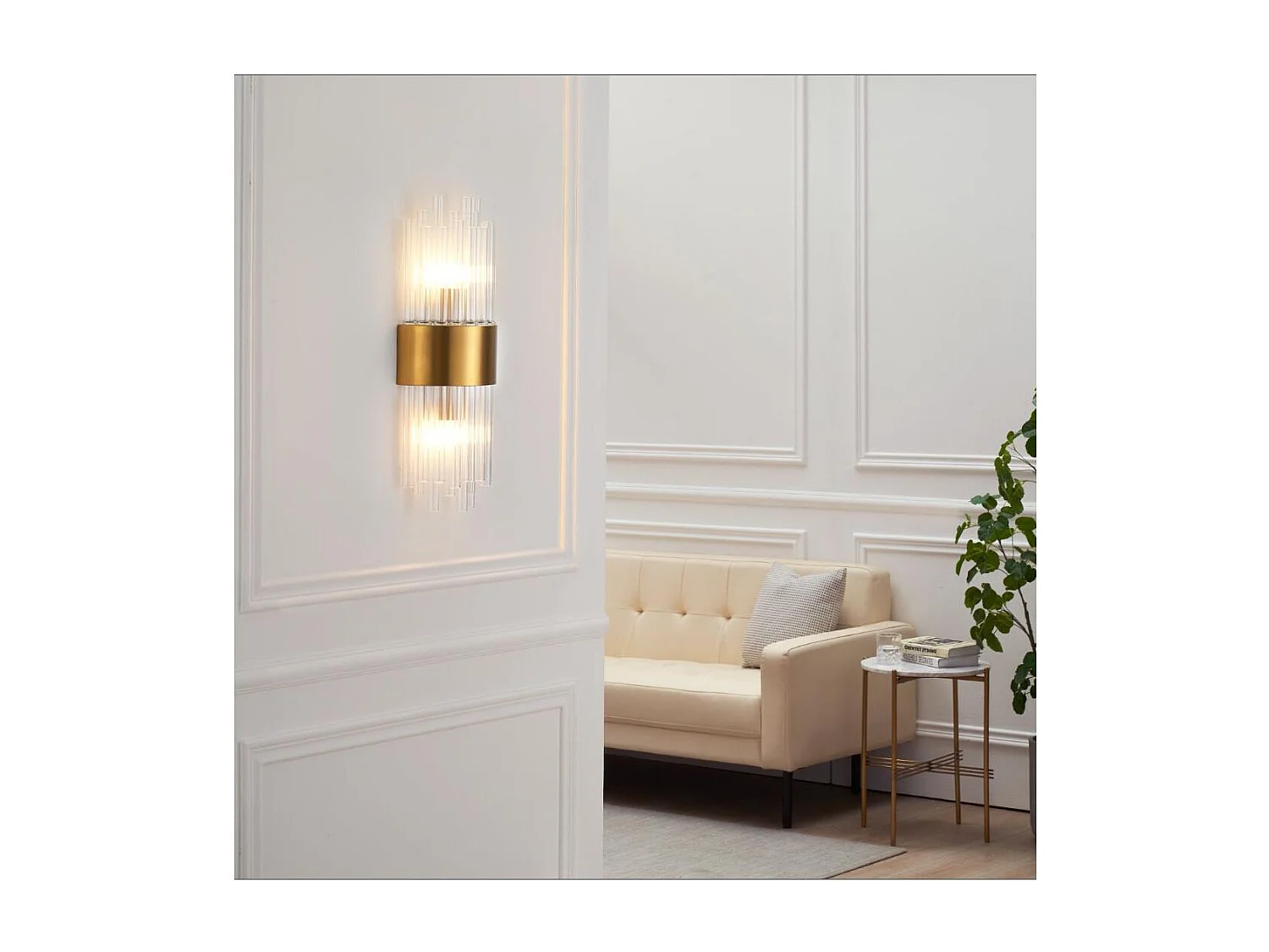 Applique art déco verre métal doré - Almeria