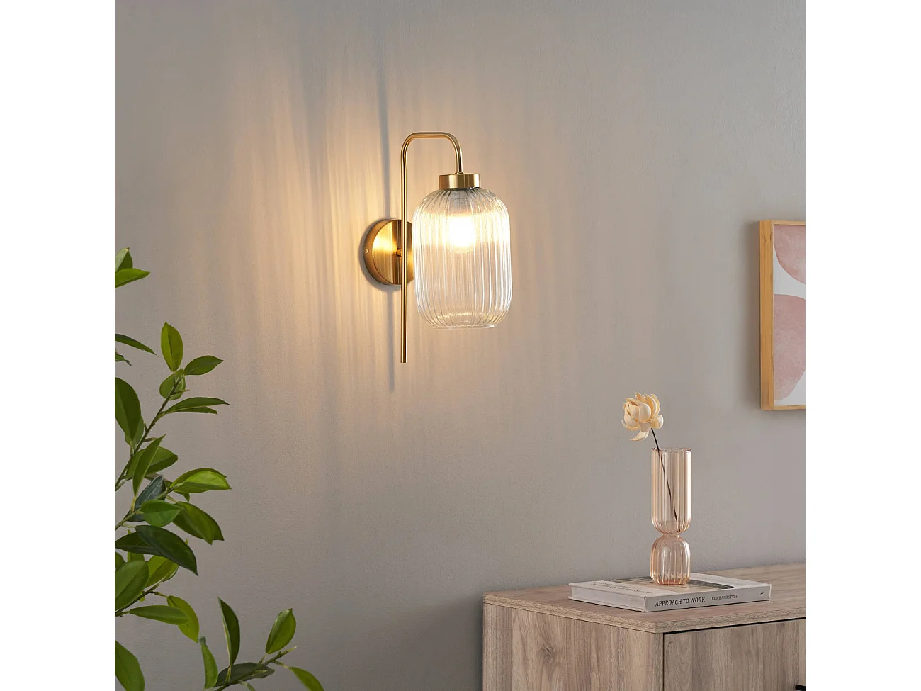 Applique dorée vintage verre cannelé - Canelia