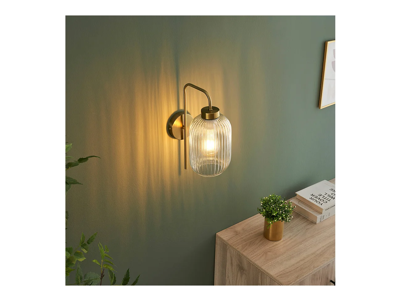 Applique dorée vintage verre cannelé - Canelia