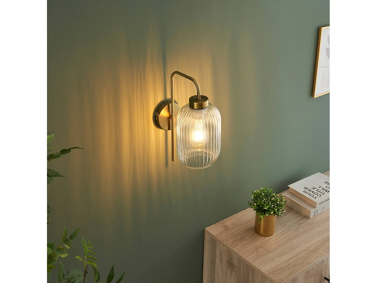 Applique dorée vintage verre cannelé - Canelia