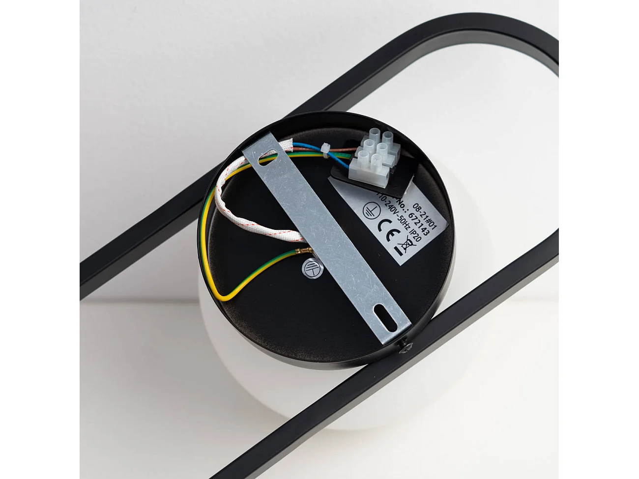 Applique murale vintage noire et verre blanc - Belisto