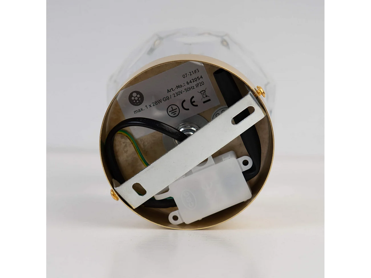 Applique ou petit plafonnier métal doré et verre transparent - Vilamo