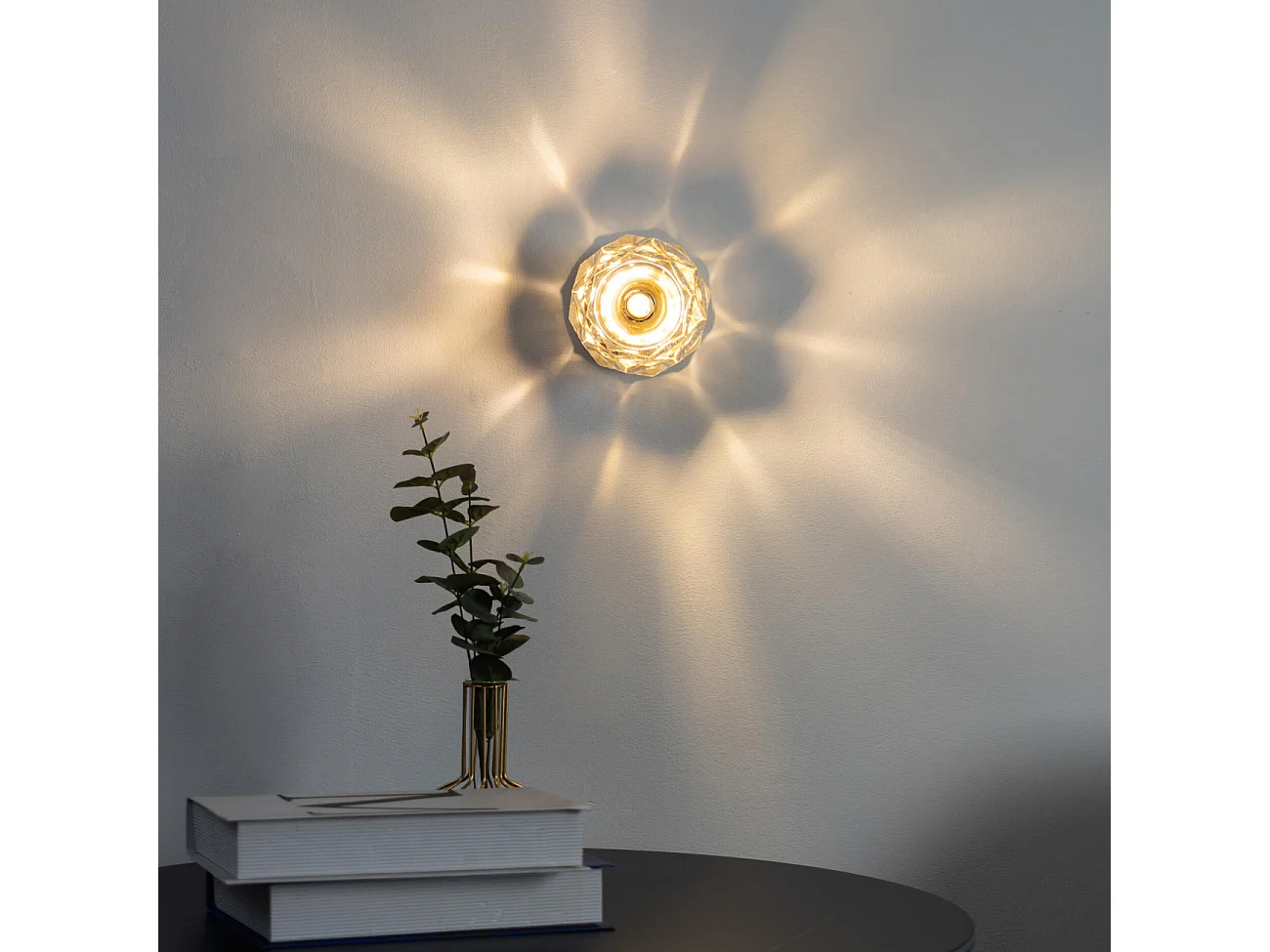 Applique ou petit plafonnier métal doré et verre transparent - Vilamo