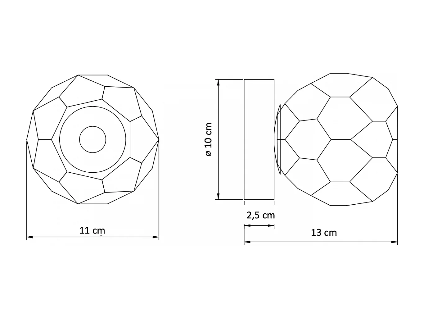 Applique ou petit plafonnier métal doré et verre transparent - Vilamo