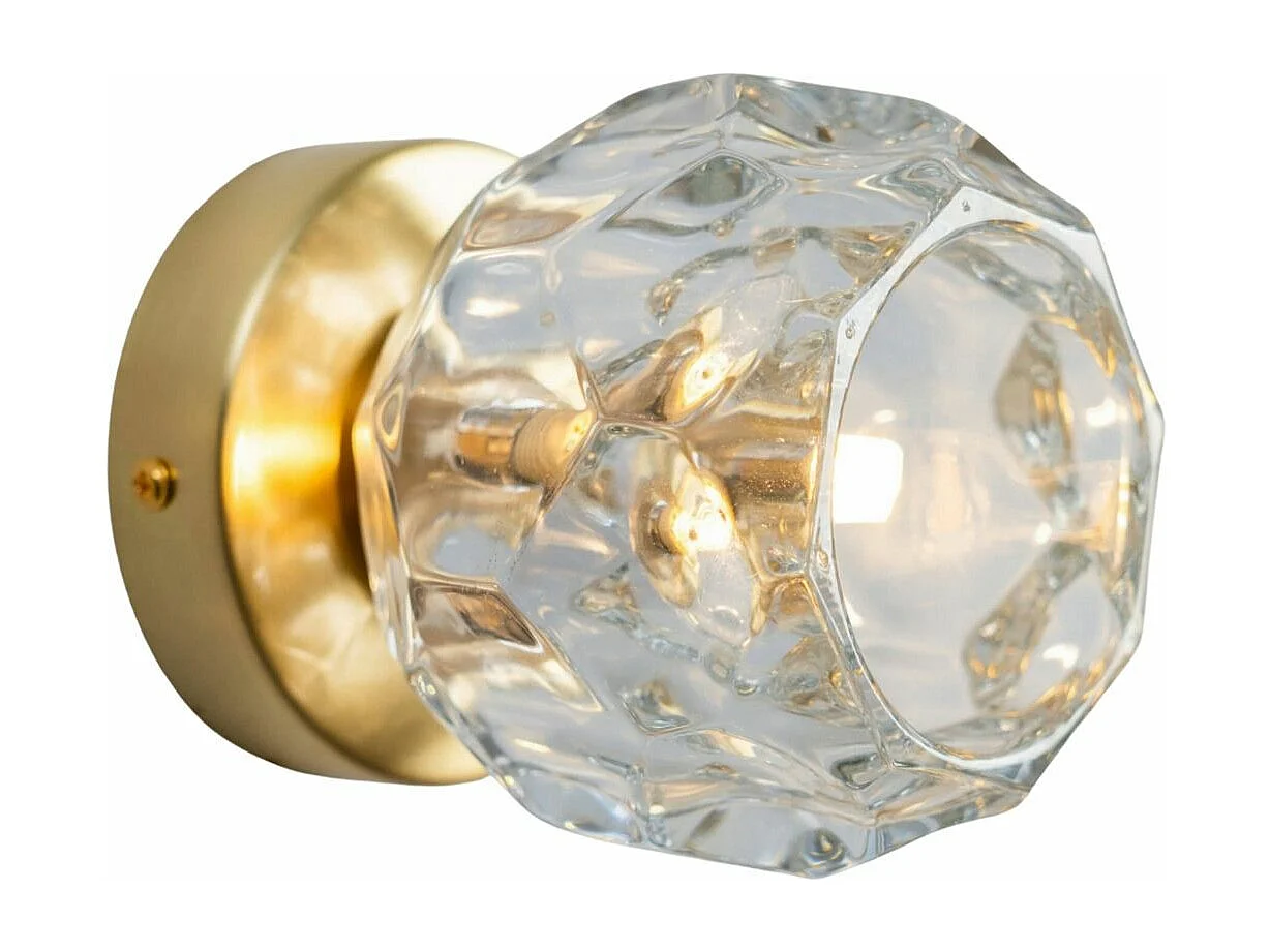 Applique ou petit plafonnier métal doré et verre transparent - Vilamo