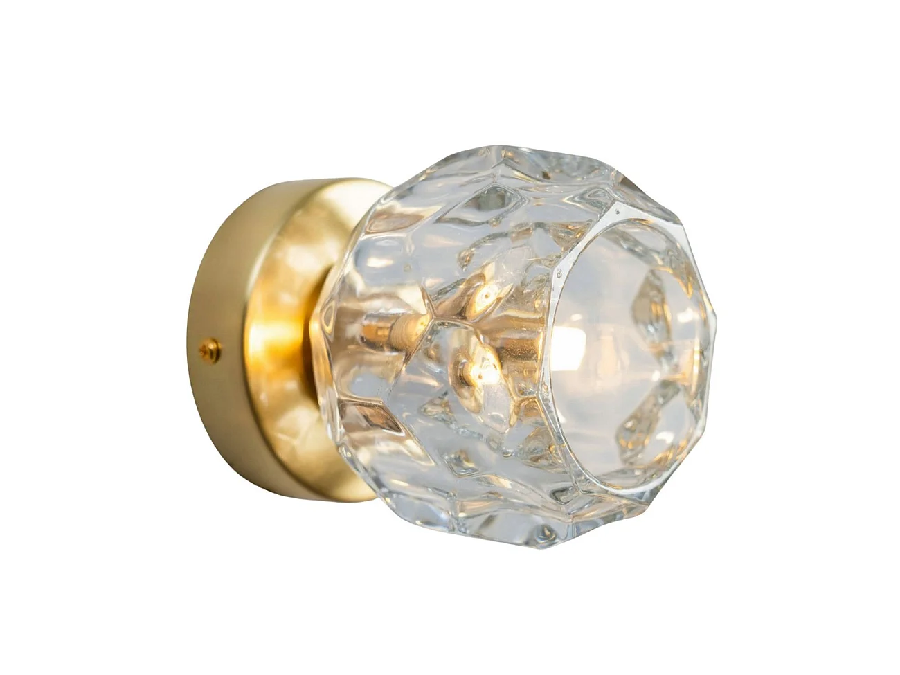 Applique ou petit plafonnier métal doré et verre transparent - Vilamo