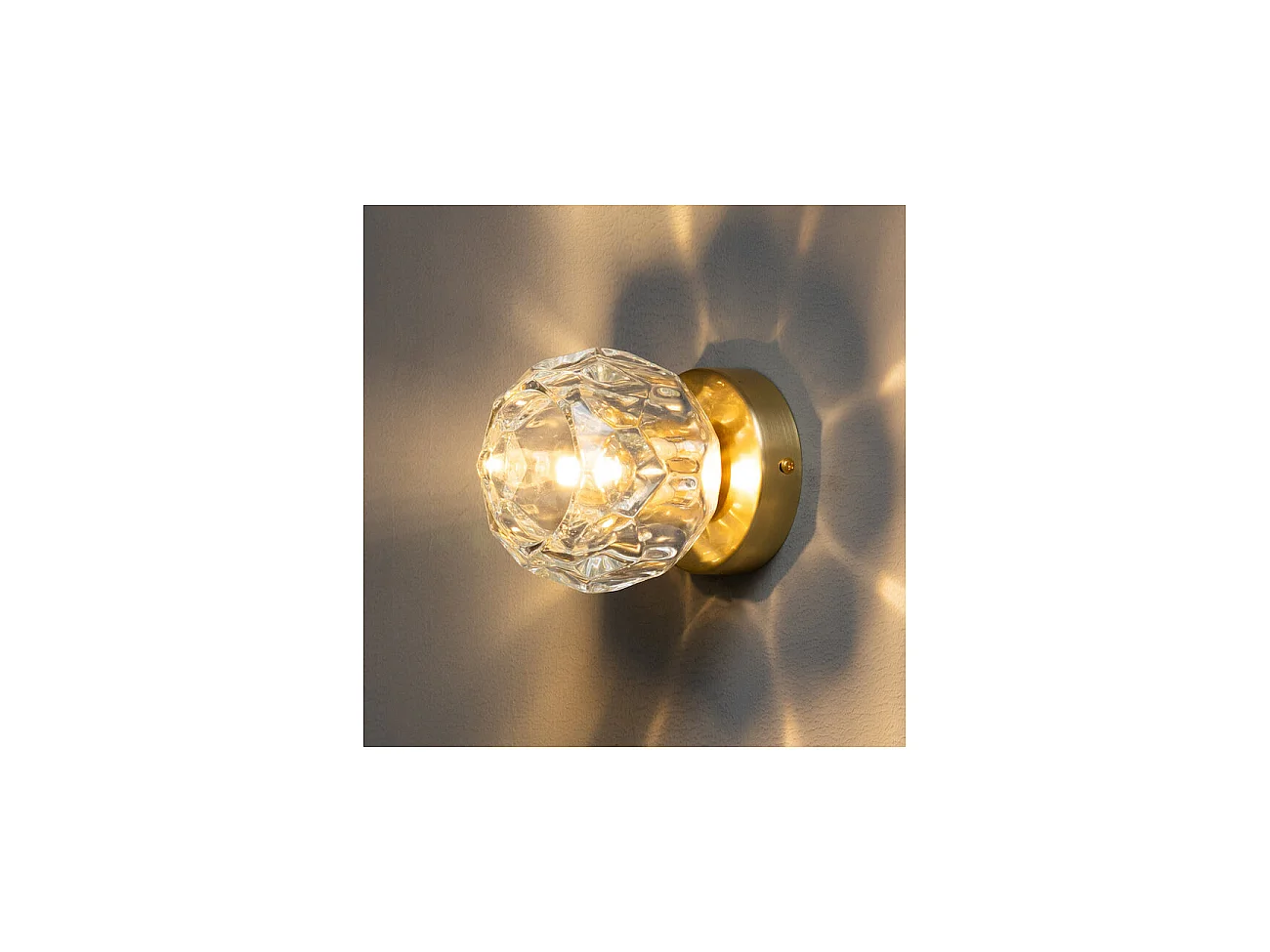 Applique ou petit plafonnier métal doré et verre transparent - Vilamo