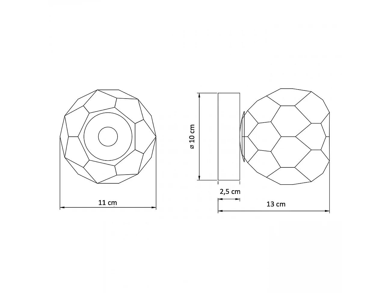 Applique ou petit plafonnier métal doré et verre transparent - Vilamo