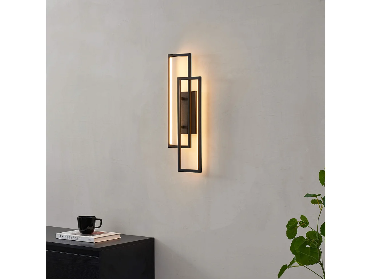 Applique double rectangle noir 50 cm éclairage indirect - Torello