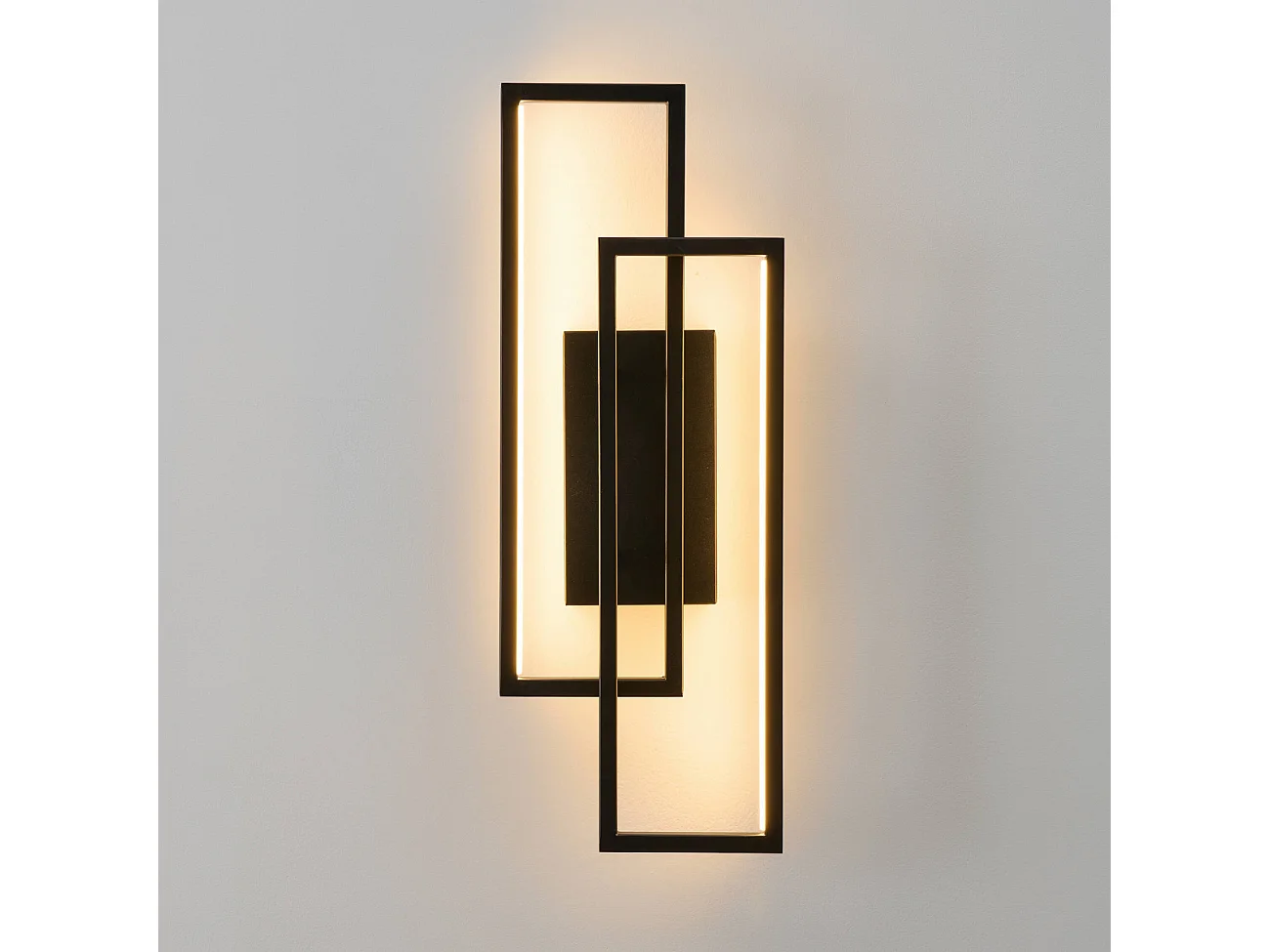 Applique double rectangle noir 50 cm éclairage indirect - Torello