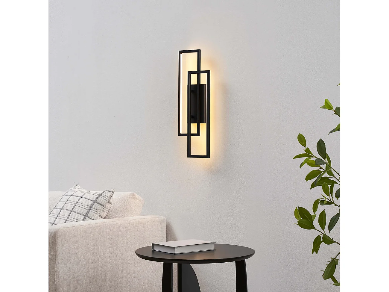 Applique double rectangle noir 50 cm éclairage indirect - Torello