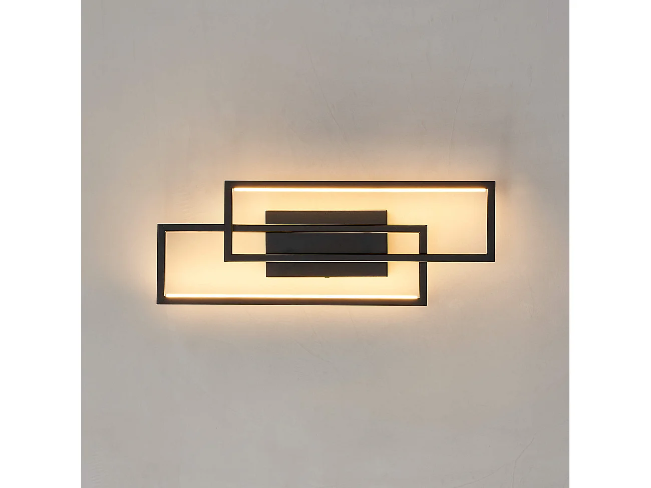 Applique double rectangle noir 50 cm éclairage indirect - Torello