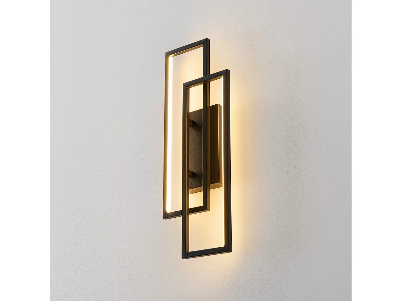 Applique double rectangle noir 50 cm éclairage indirect - Torello