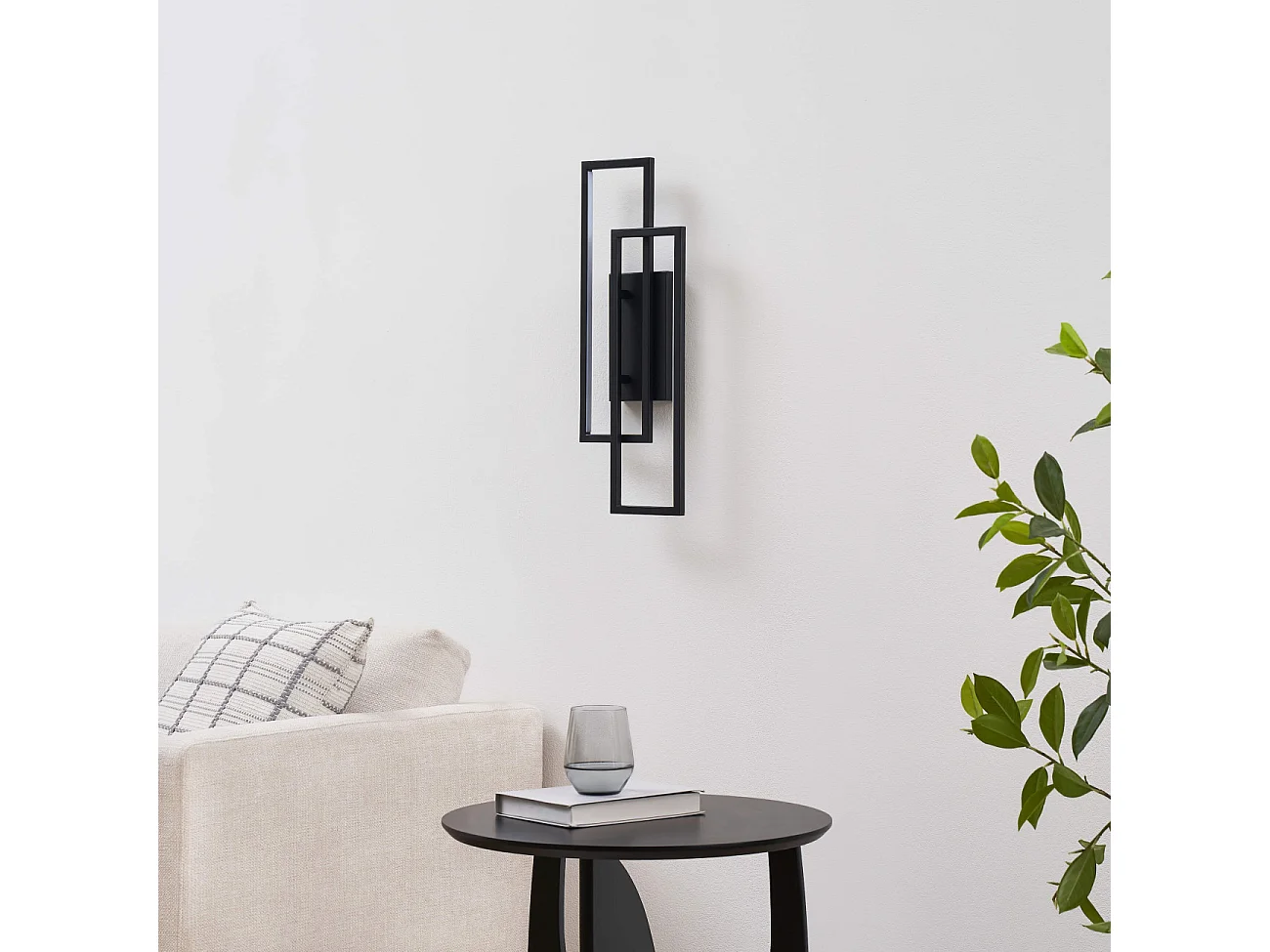 Applique double rectangle noir 50 cm éclairage indirect - Torello