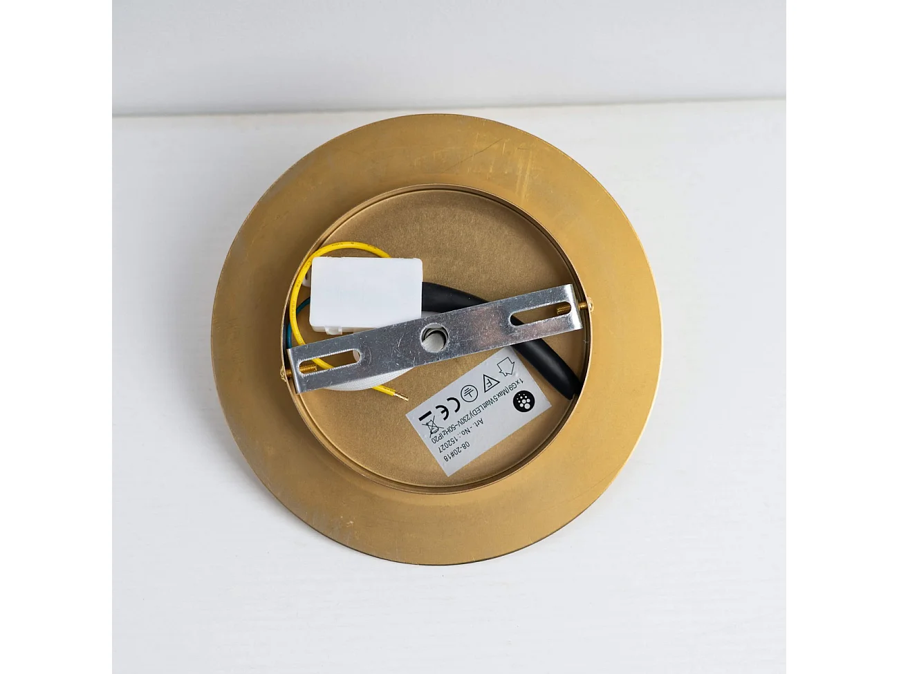 Plafonnier ou applique dorée en verre blanc - Fonzo