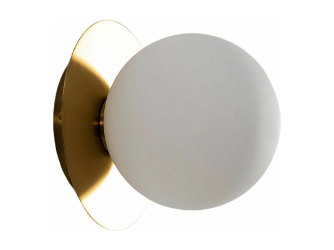 Plafonnier ou applique dorée en verre blanc - Fonzo