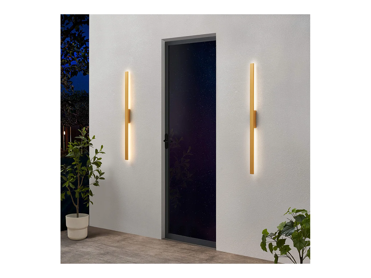Applique ultra design minimaliste dorée LED extérieur - Sambai