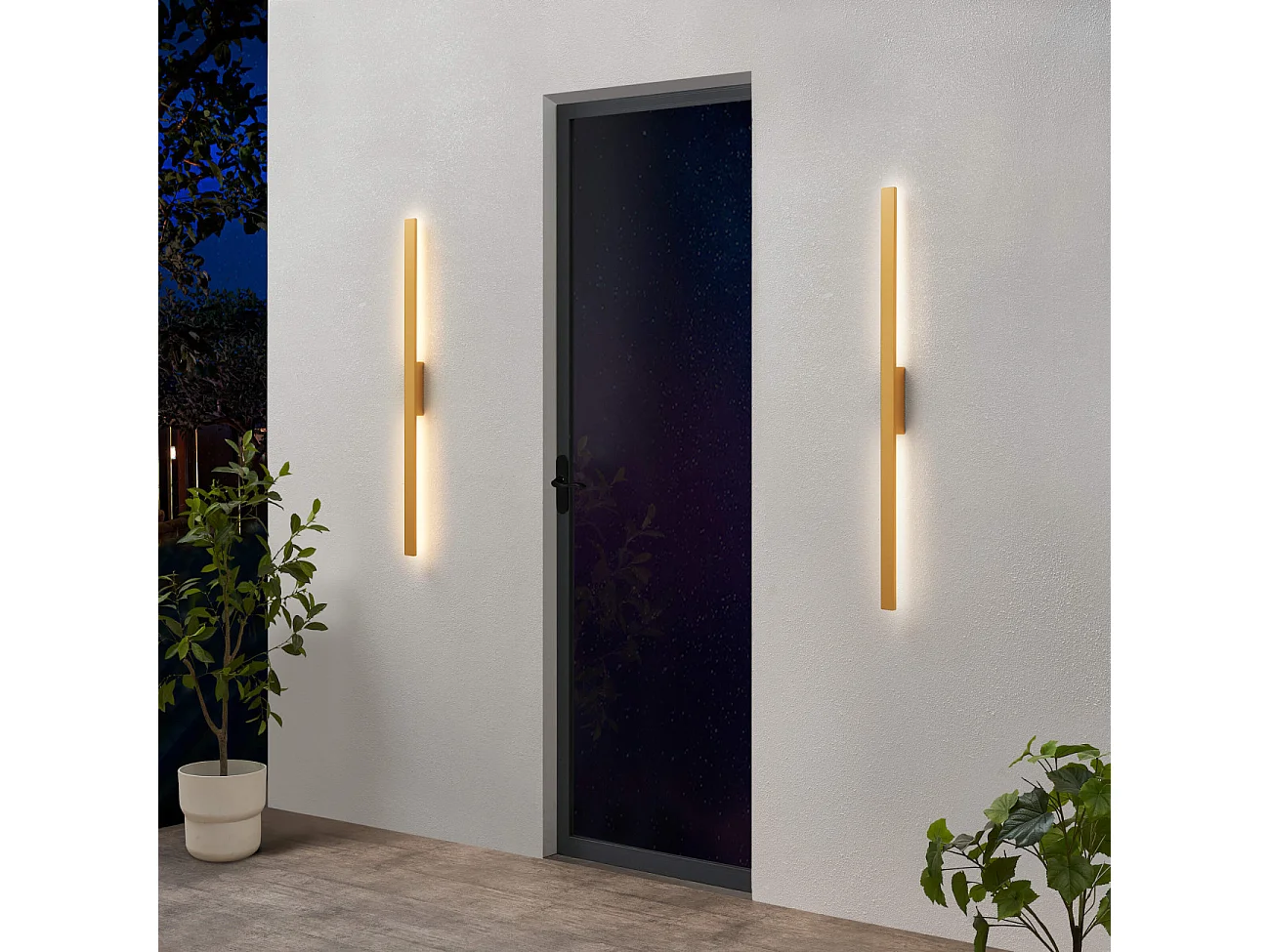 Applique ultra design minimaliste dorée LED extérieur - Sambai