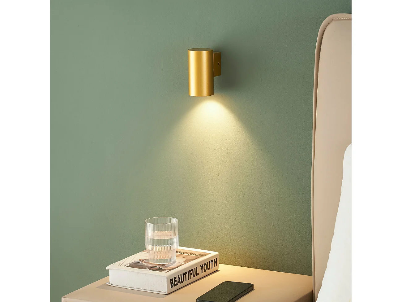 Petite applique murale cylindrique dorée - Liv