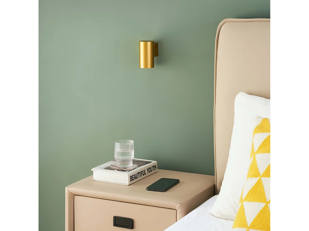 Petite applique murale cylindrique dorée - Liv