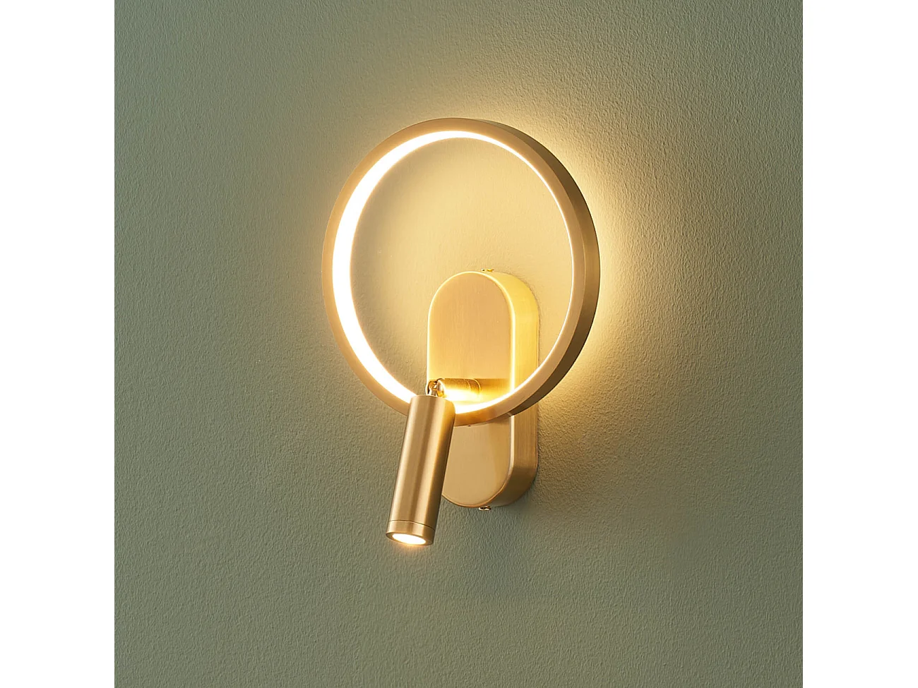 Applique dorée double lumière avec liseuse centrée - Lona