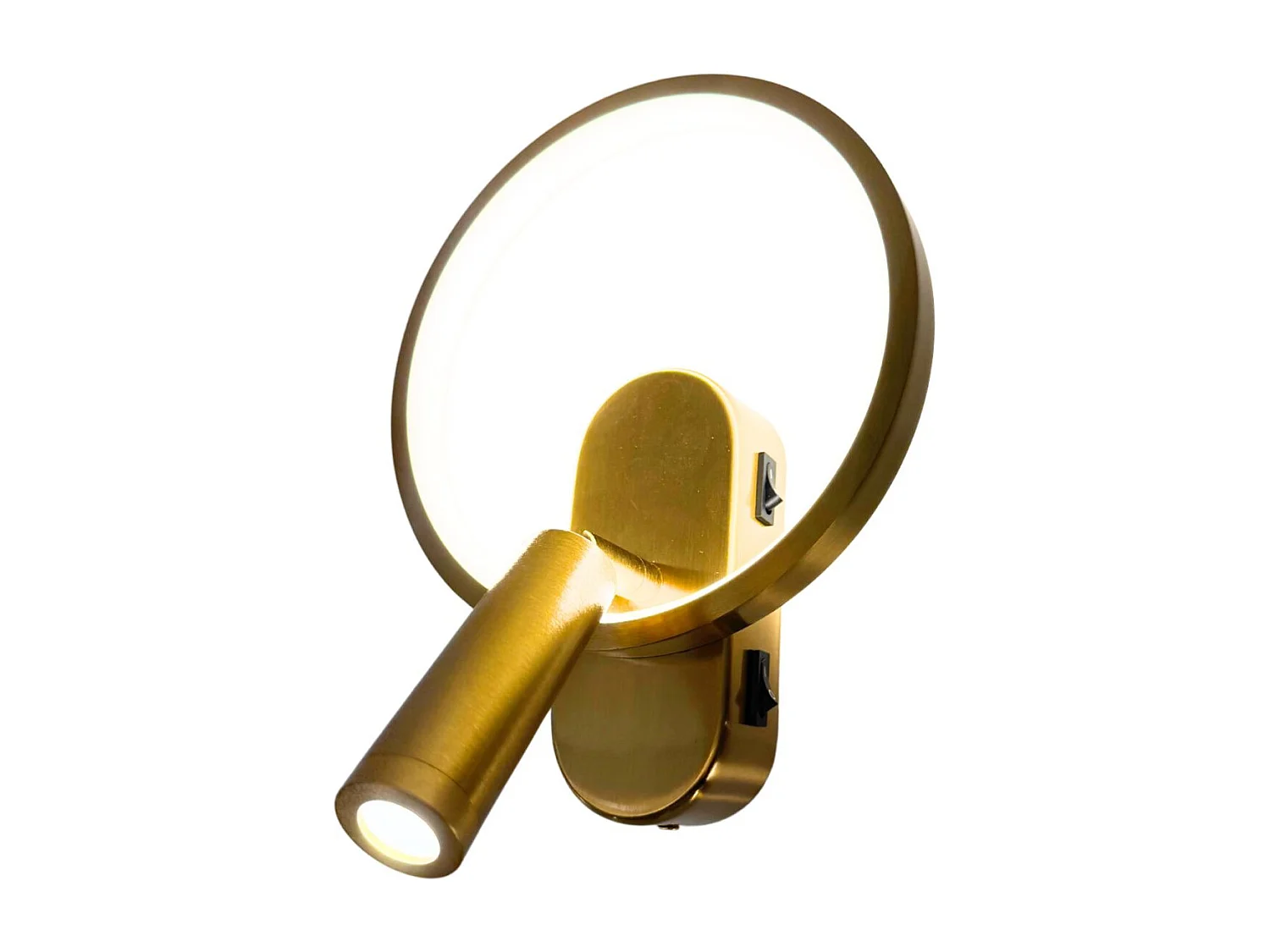 Applique dorée double lumière avec liseuse centrée - Lona