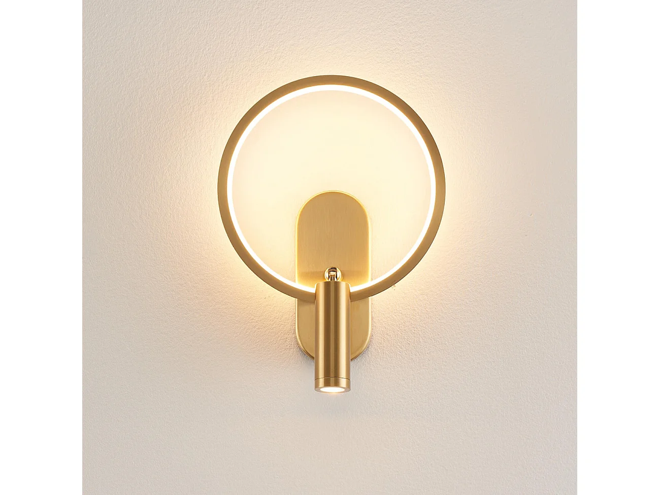 Applique dorée double lumière avec liseuse centrée - Lona