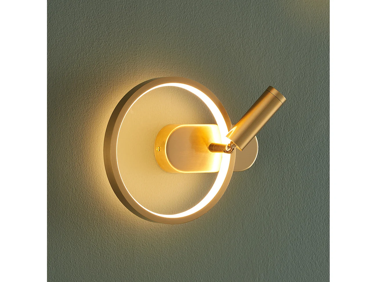 Applique dorée double lumière avec liseuse centrée - Lona