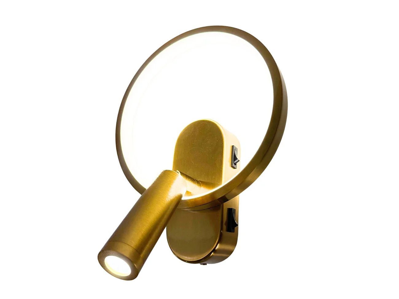 Applique dorée double lumière avec liseuse centrée - Lona