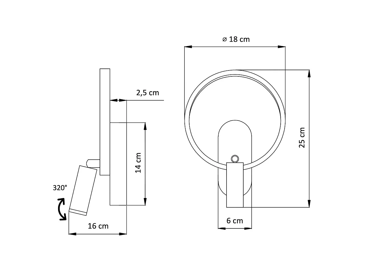 Applique dorée double lumière avec liseuse centrée - Lona