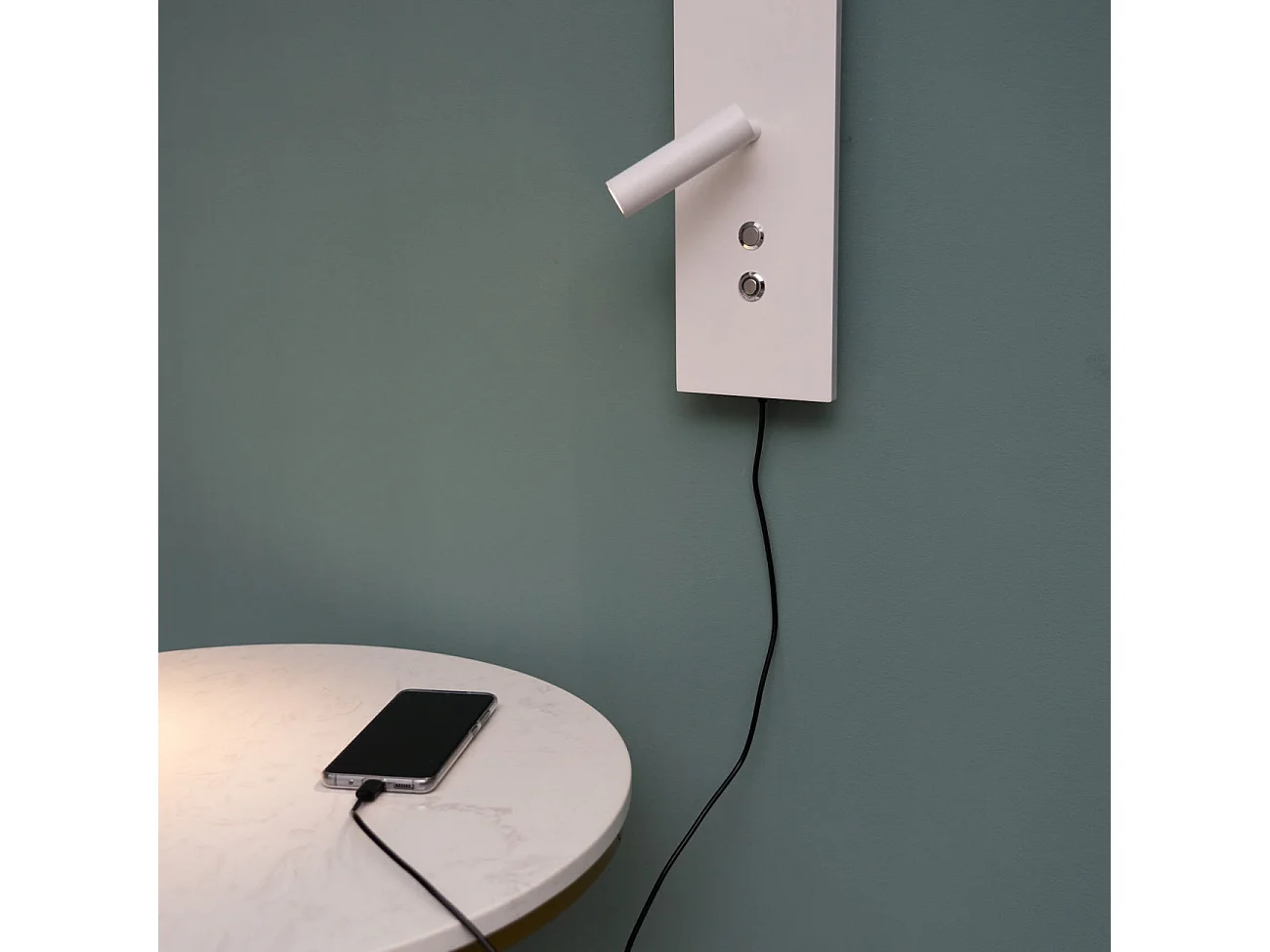 Applique liseuse LED double interrupteur et recharge USB - Hasta