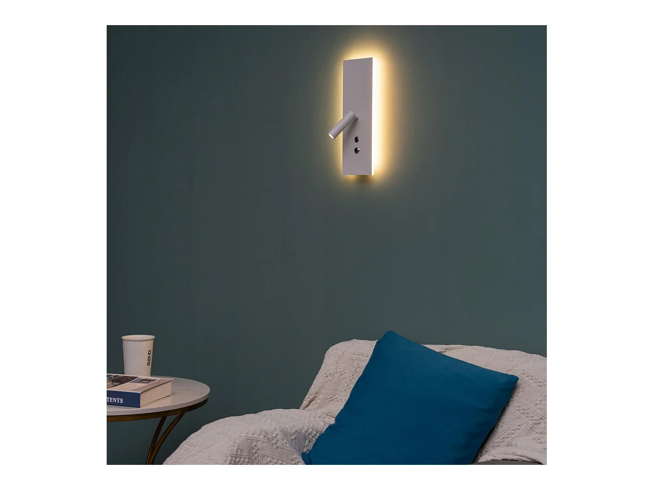 Applique liseuse LED double interrupteur et recharge USB - Hasta