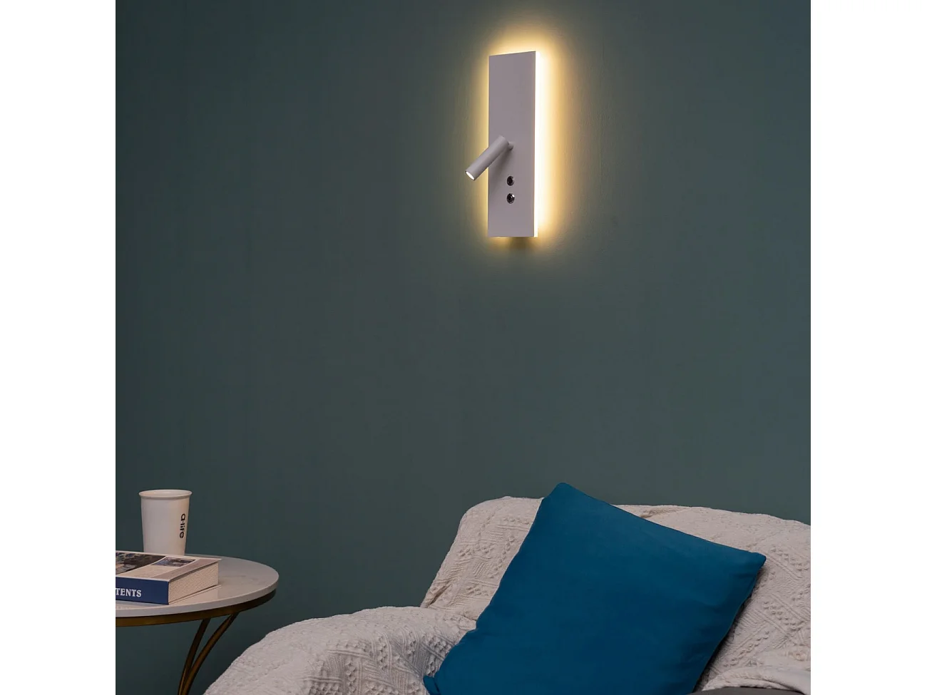 Applique liseuse LED double interrupteur et recharge USB - Hasta