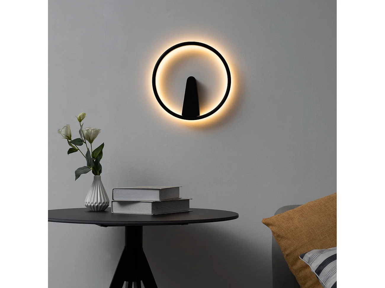 Applique minimaliste anneau LED noir - Scott