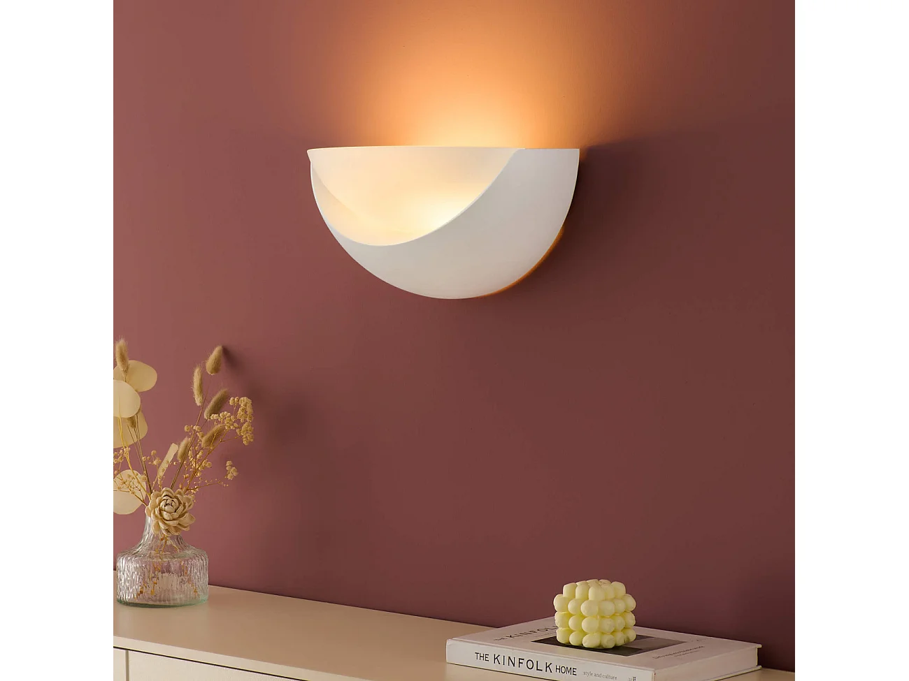 Applique demi-circulaire blanche en gypse - Gillian