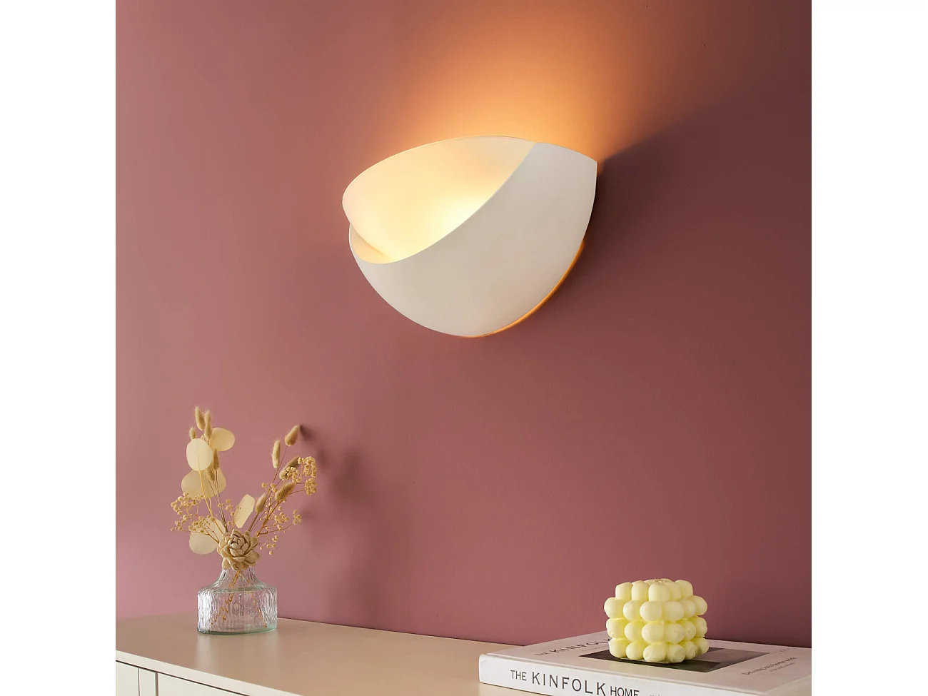 Applique demi-circulaire blanche en gypse - Gillian