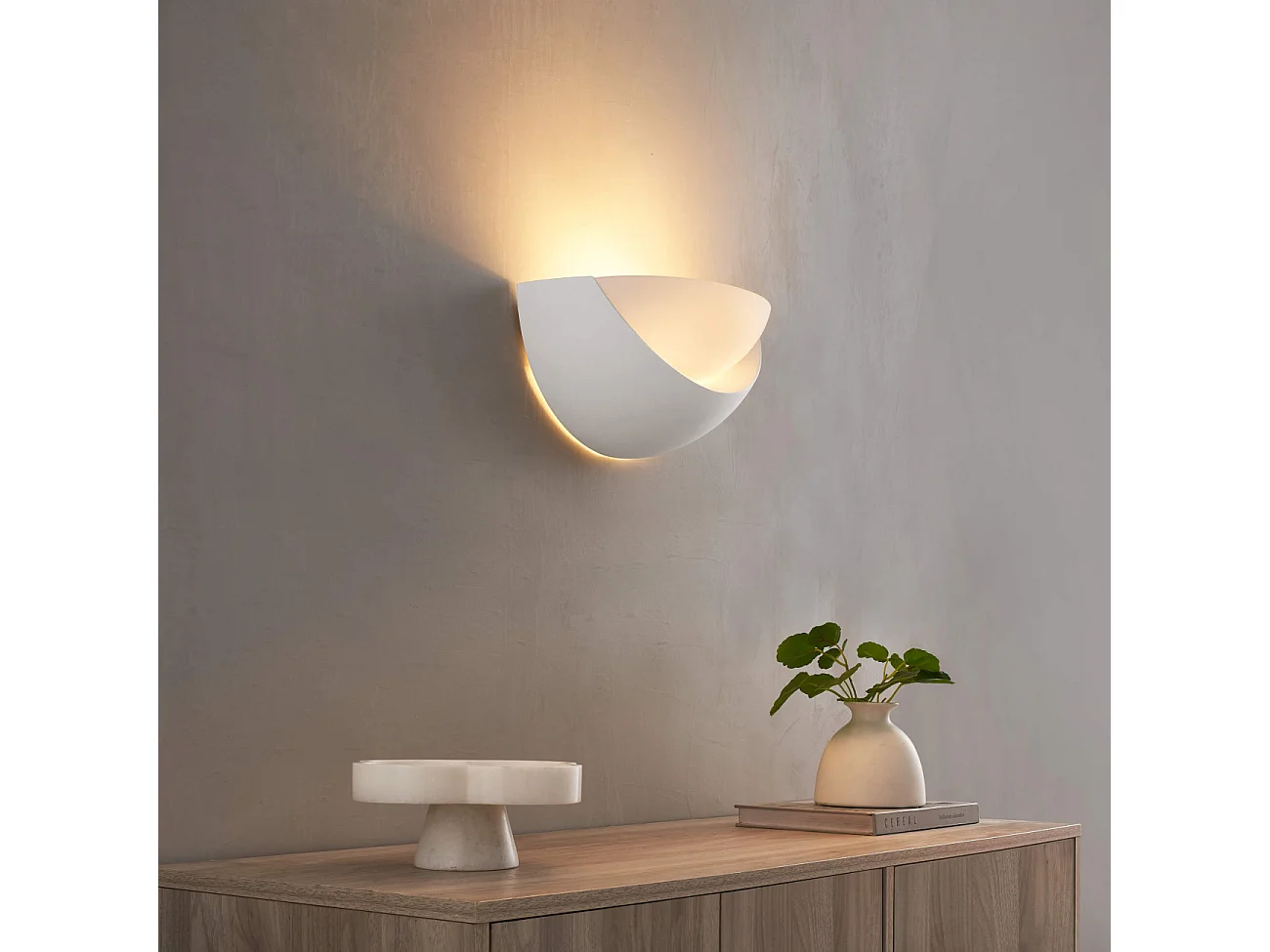 Applique demi-circulaire blanche en gypse - Gillian