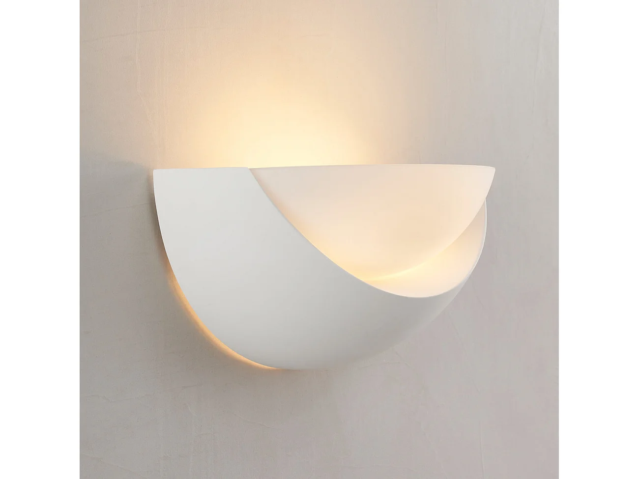 Applique demi-circulaire blanche en gypse - Gillian