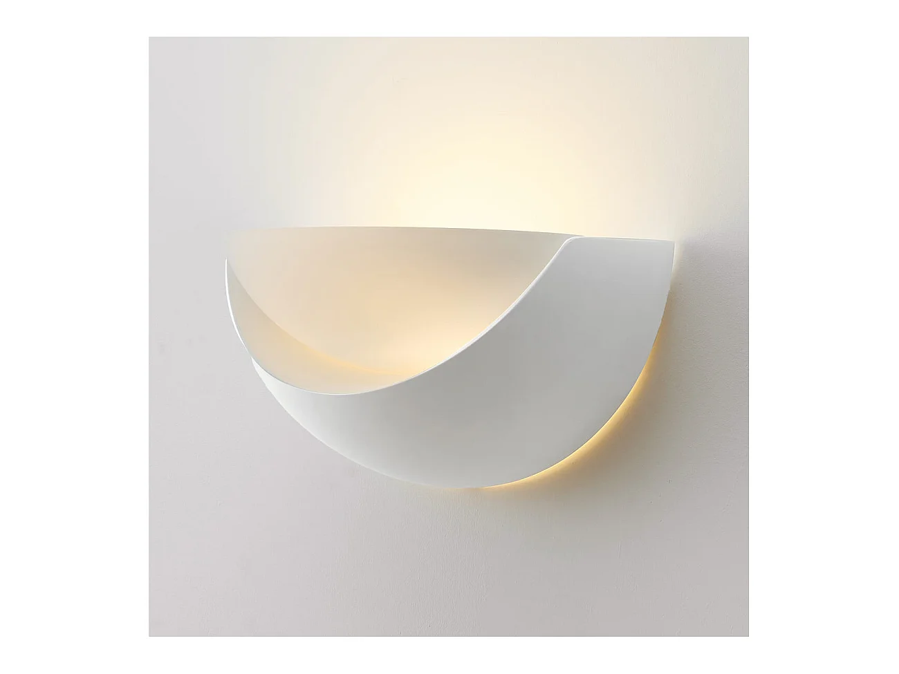 Applique demi-circulaire blanche en gypse - Gillian