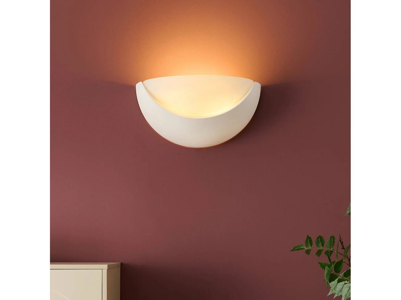 Applique demi-circulaire blanche en gypse - Gillian