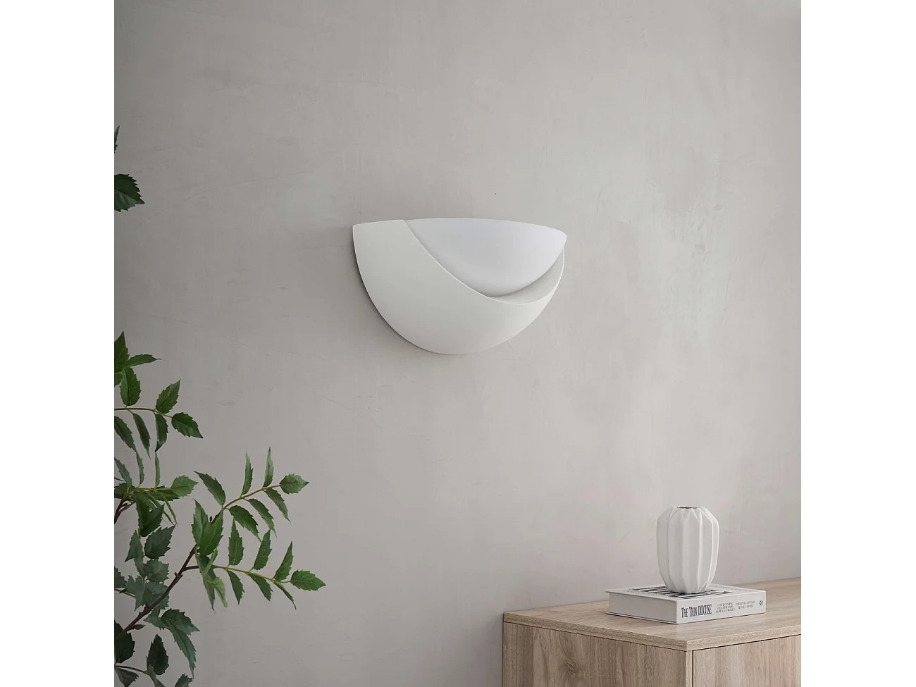 Applique demi-circulaire blanche en gypse - Gillian