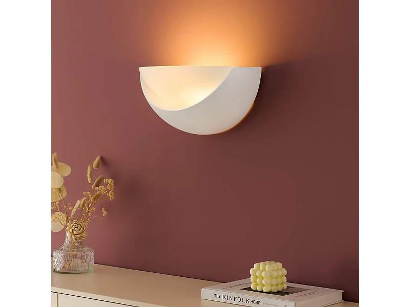 Applique demi-circulaire blanche en gypse - Gillian