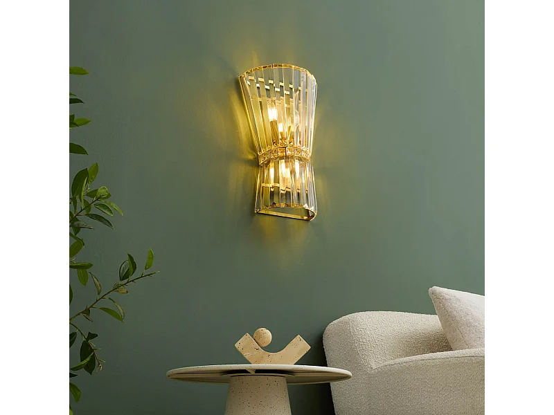 Applique chic cristal transparent et métal doré - Giova