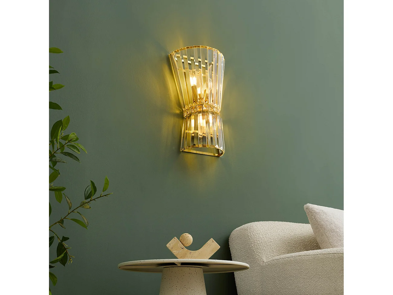 Applique chic cristal transparent et métal doré - Giova